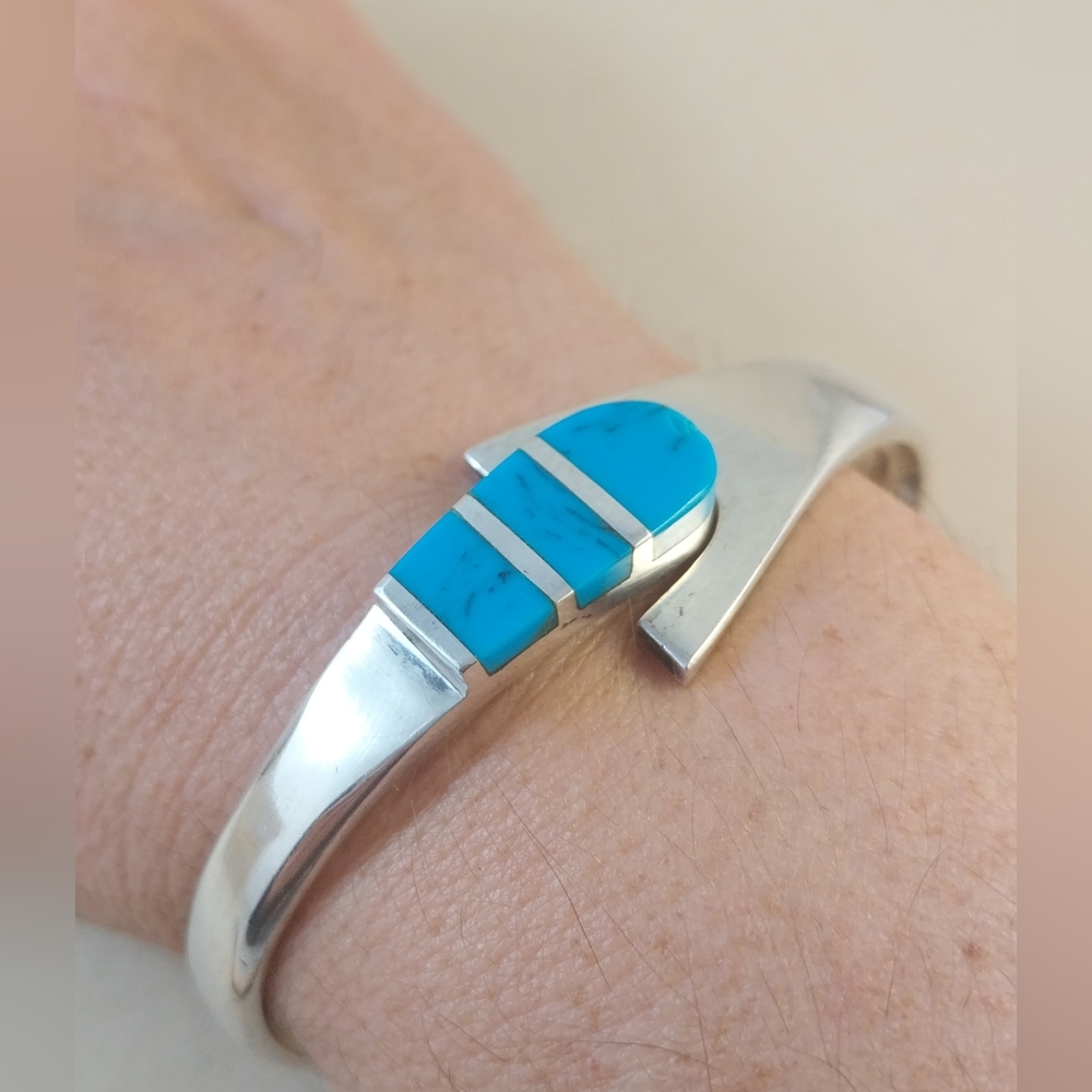 Sterling Silver and Turquoise Bracelet - Picture 12 of 16